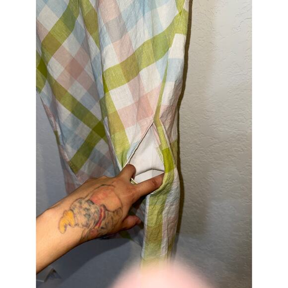 EUC Peyton & Parker Linen Plaid Button Dress Multicolor Size S - Picture 7 of 12